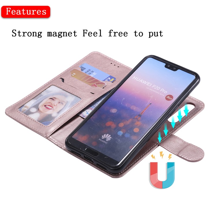 Magnetic Detachable 2-in-1 Wallet Leather Casing for Huawei P20 Pro - Rose Gold-8