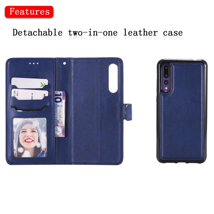 Magnetic Detachable 2-in-1 Stand Leather Mobile Cover for Huawei P20 Pro - Blue-7
