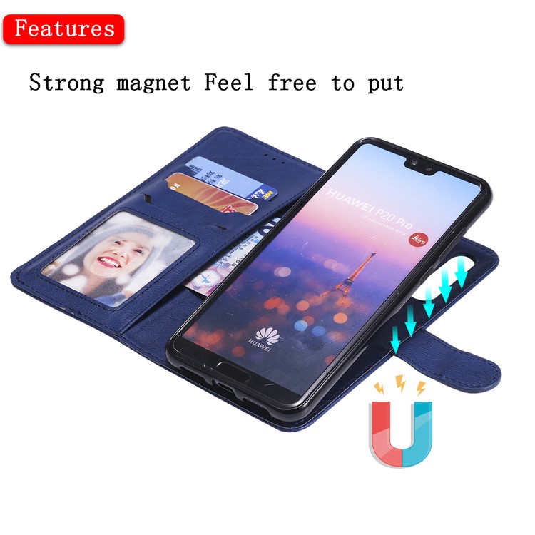 Magnetic Detachable 2-in-1 Stand Leather Mobile Cover for Huawei P20 Pro - Blue-8