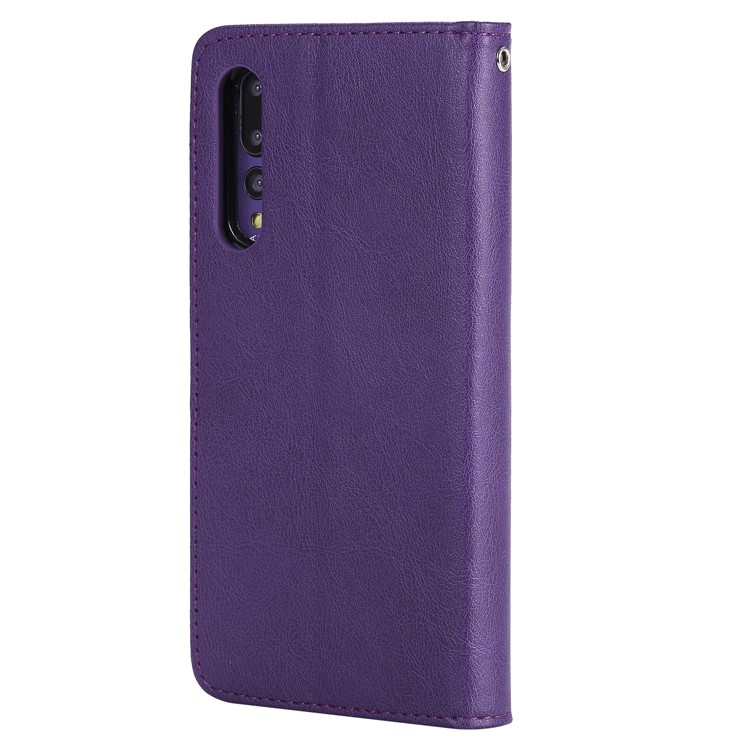 Magnetische KT Leder Serie-3 Abnehmbar 2-in-1-ständer Leder-telefonschale Für Huawei P20 Pro - Violett