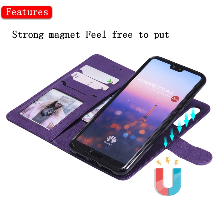 Magnétique KT Leath Series-3 Détachable 2-en-1 Stand Leather Phone Shell Pour Huawei P20 Pro - Violet