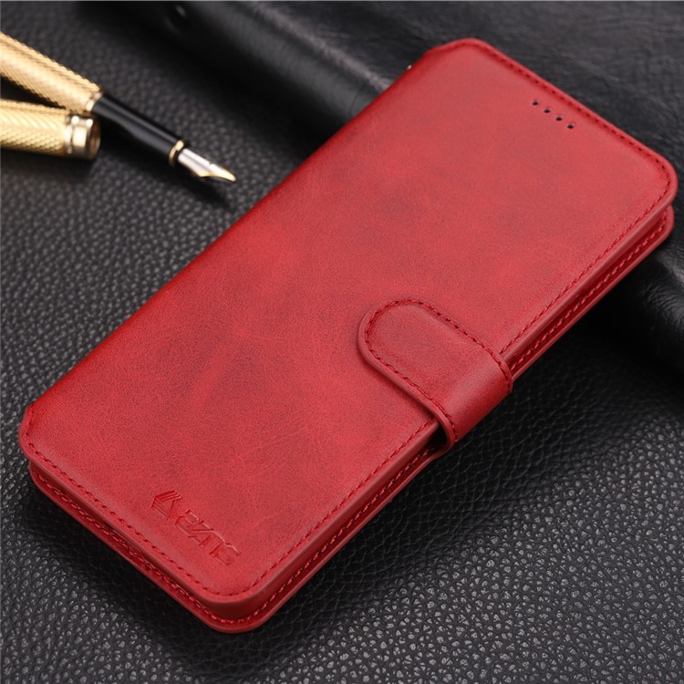 AZNS Wallet Leather Stand Cover Case for Huawei Mate 20 Pro - Red-1