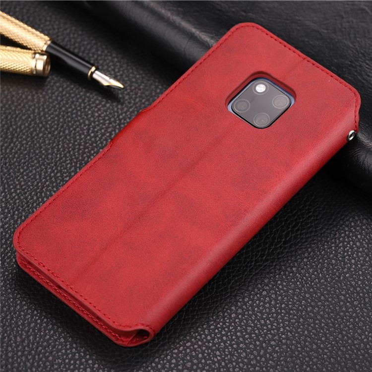 AZNS Wallet Leather Stand Cover Case for Huawei Mate 20 Pro - Red-2