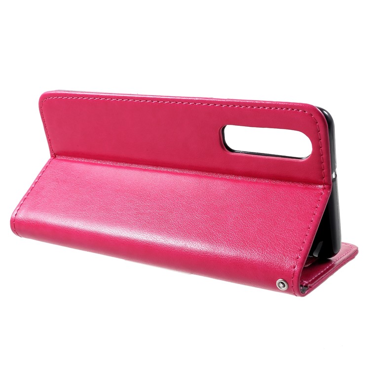 Imprint Cat and Fish Bone PU Leather Wallet Cover for Huawei P30 - Rose-4