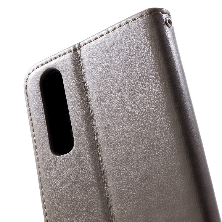 Imprint Cat and Fish Bone PU Leather Wallet Shell for Huawei P30 - Grey-7