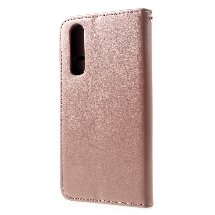 Imprint Cat and Fish Bone PU Leather Protection Phone Cover for Huawei P30 - Rose Gold-2