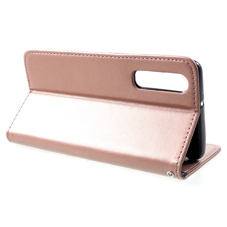 Imprint Cat and Fish Bone PU Leather Protection Phone Cover for Huawei P30 - Rose Gold-4