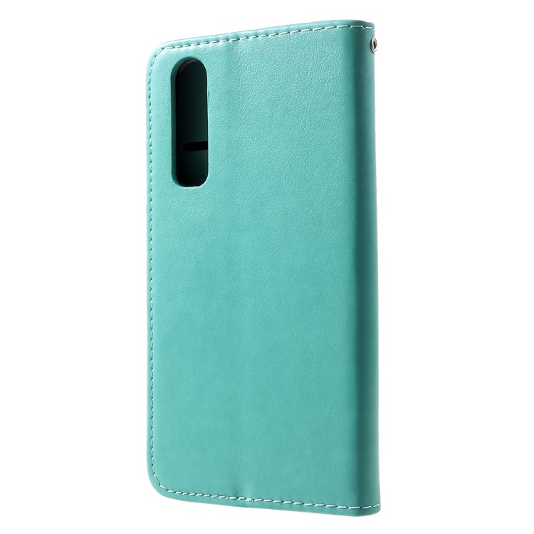 Imprint Cat and Fish Bone PU Leather Protection Phone Shell for Huawei P30 - Green-2