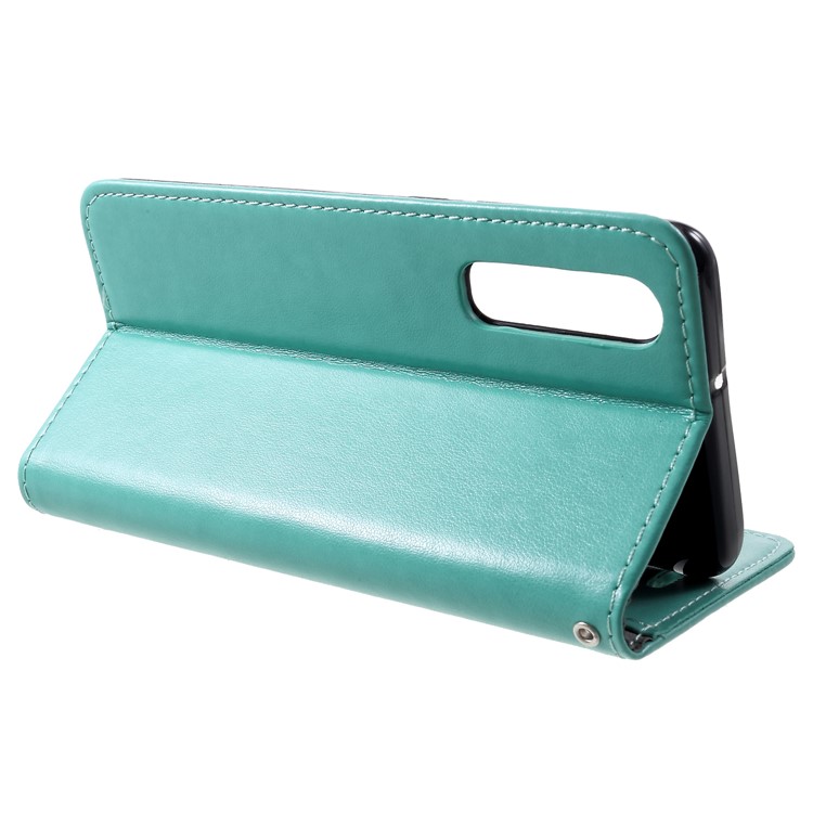 Imprint Cat and Fish Bone PU Leather Protection Phone Shell for Huawei P30 - Green-4