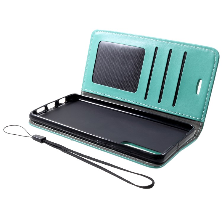 Imprint Cat and Fish Bone PU Leather Protection Phone Shell for Huawei P30 - Green-5