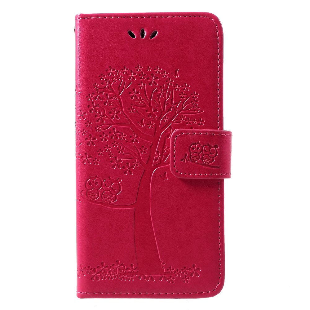 Imprint Tree Owl Pattern PU Leather Magnetic Case for Huawei P30 - Rose-3