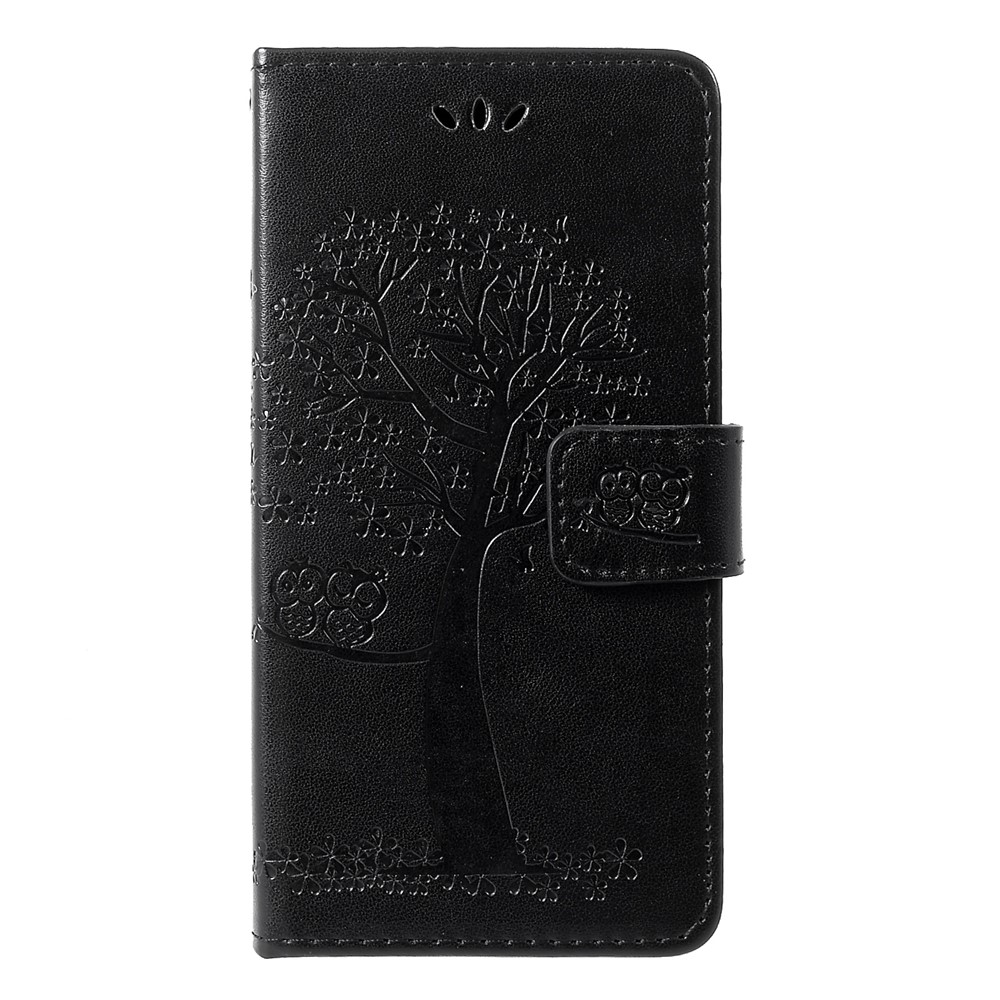 Imprint Tree Owl Pattern PU Leather Magnetic Shell for Huawei P30 - Black-1