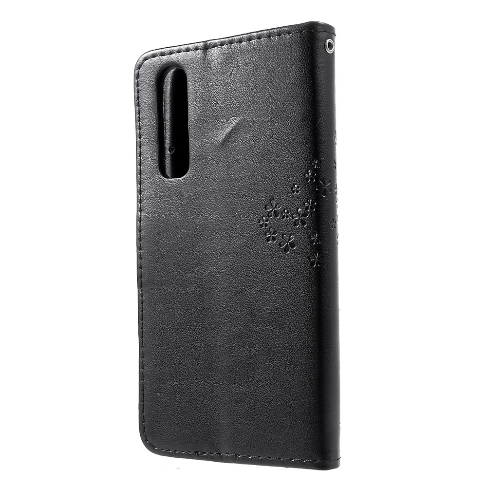 Imprint Tree Owl Pattern PU Leather Magnetic Shell for Huawei P30 - Black-2