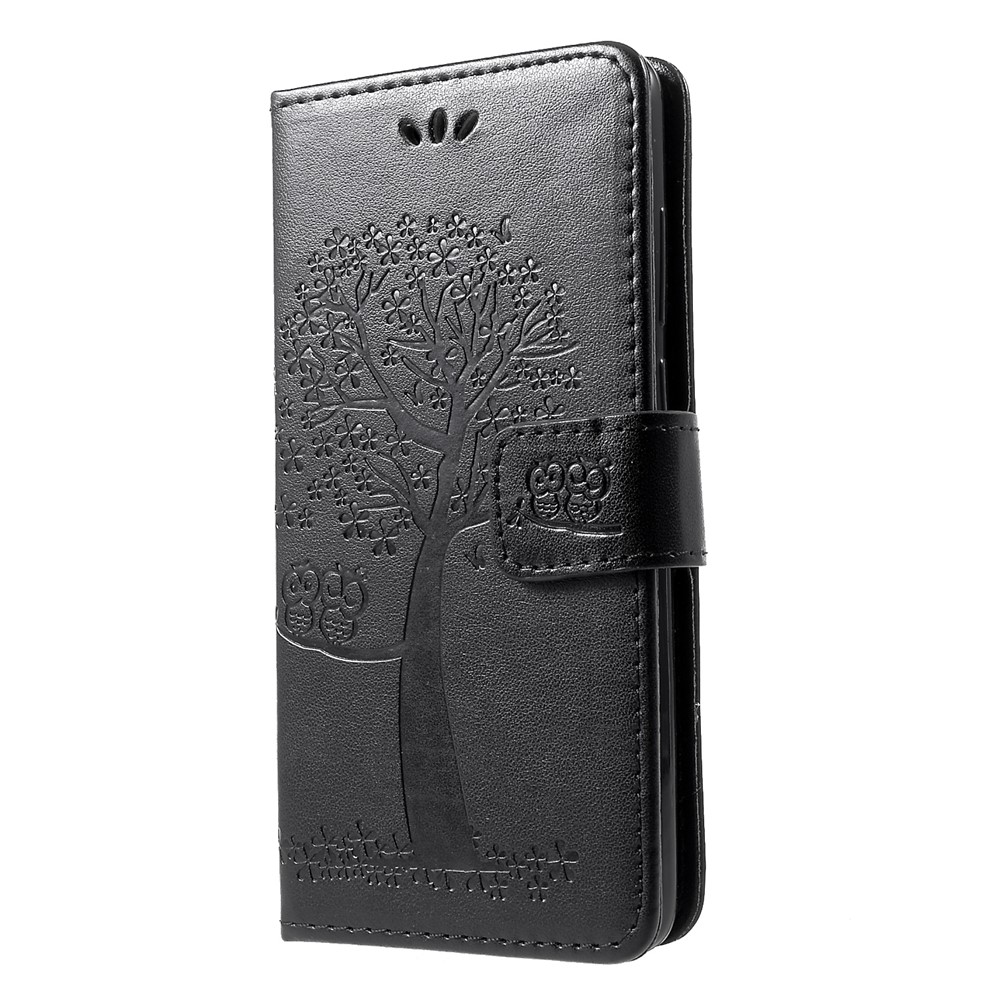 Imprint Tree Owl Pattern PU Leather Magnetic Shell for Huawei P30 - Black-3