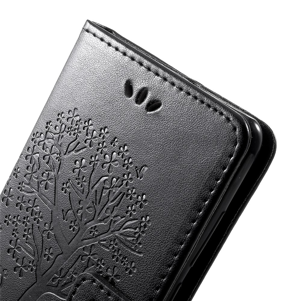 Imprint Tree Owl Pattern PU Leather Magnetic Shell for Huawei P30 - Black-6