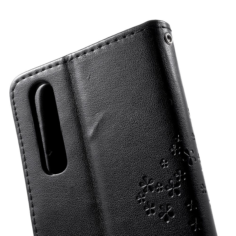 Imprint Tree Owl Pattern PU Leather Magnetic Shell for Huawei P30 - Black-7