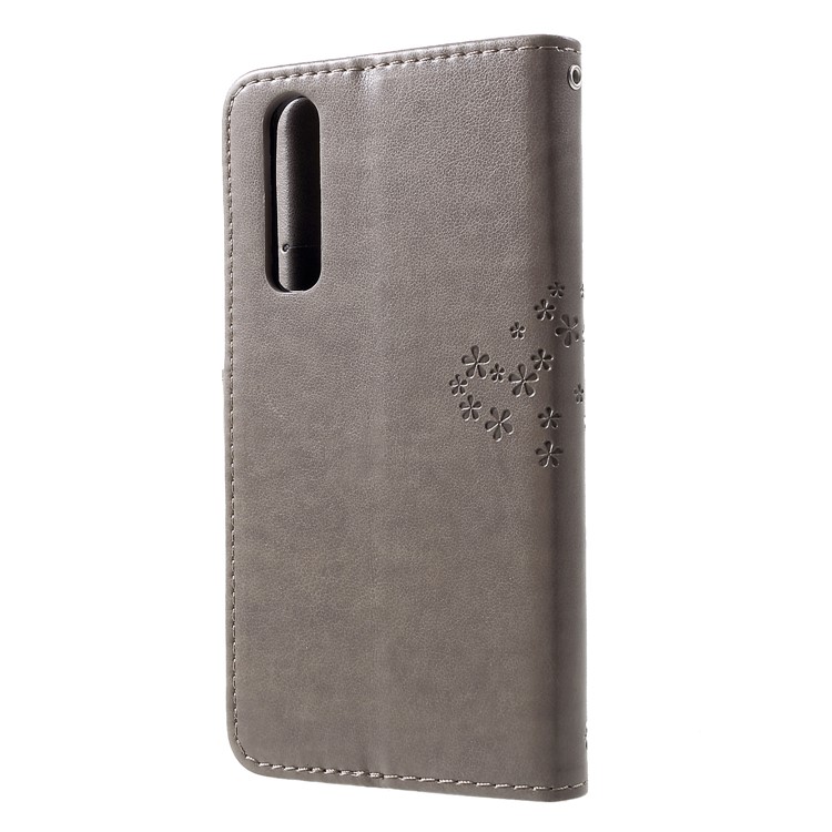 Imprint Tree Owl Pattern PU Leather Magnetic Cover for Huawei P30 - Grey-2