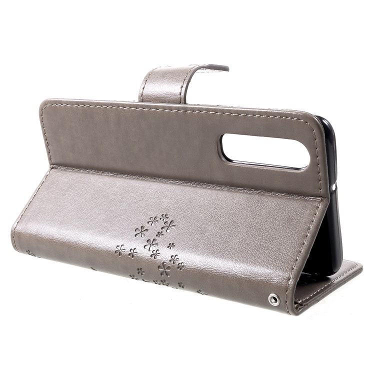Imprint Tree Owl Pattern PU Leather Magnetic Cover for Huawei P30 - Grey-4
