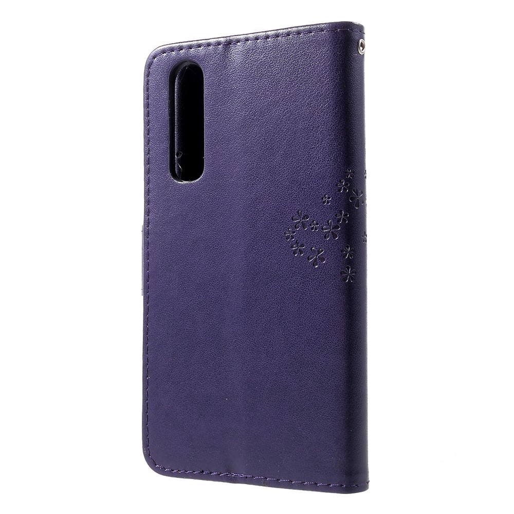 Imprint Tree Owl Pattern PU Leather Card Holder Mobile Case for Huawei P30 - Dark Purple-2