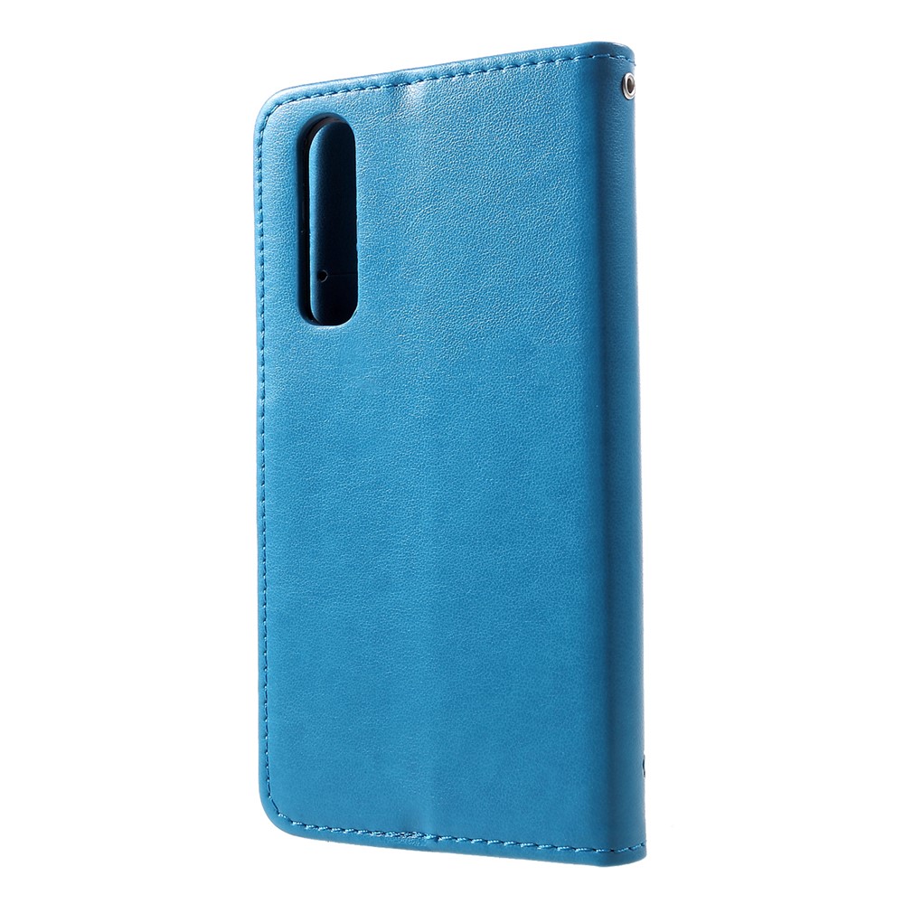 Abdruck Schmetterlingsblume PU Leder Magnetic Flip Hülle Für Huawei P30 - Blau-2