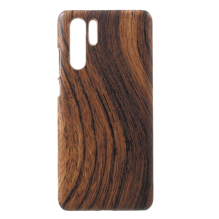 Leather Coated Plastic Mobile Casing for Huawei P30 Pro - Wood Texture-1
