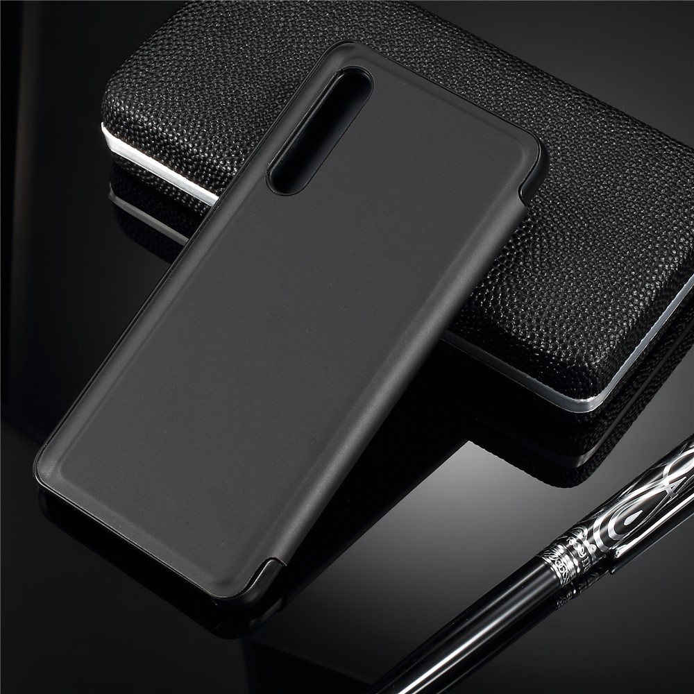 Plated Mirror Surface View Window Leather Case for Huawei P30 - Black-2