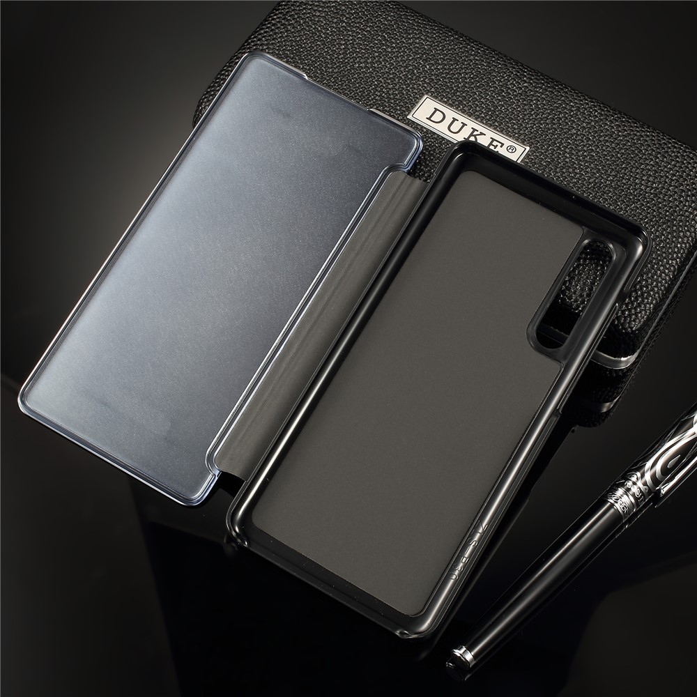 Plated Mirror Surface View Window Leather Case for Huawei P30 - Black-6