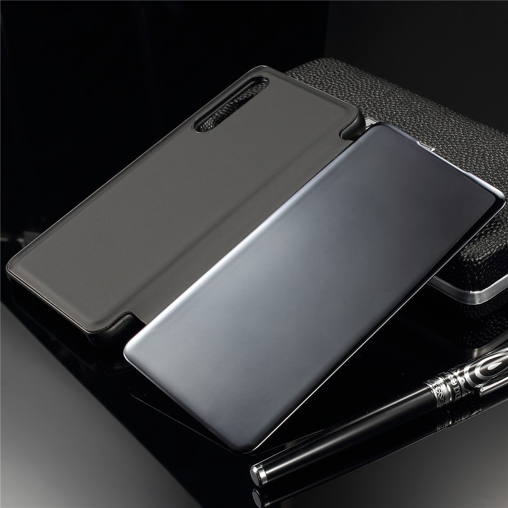 Plated Mirror Surface View Window Leather Case for Huawei P30 - Black-7