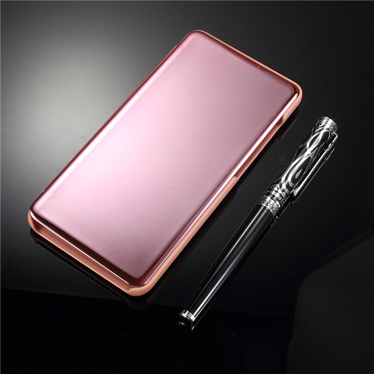 Espejo Plateado Vista De La Superficie Ventana Cubierta De Cuero Para Huawei P30 - Oro Rosa-2