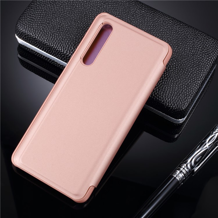 Espejo Plateado Vista De La Superficie Ventana Cubierta De Cuero Para Huawei P30 - Oro Rosa-3