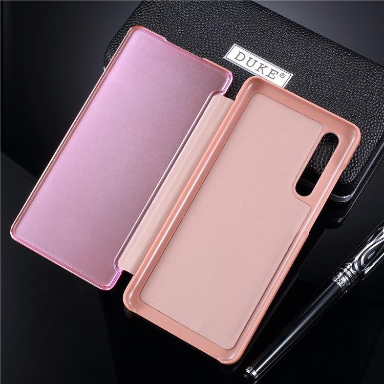 Espejo Plateado Vista De La Superficie Ventana Cubierta De Cuero Para Huawei P30 - Oro Rosa-4
