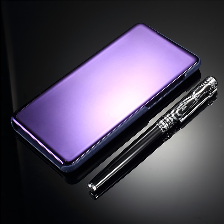 Plated Mirror Surface Leather Mobile Cover with View Window for Huawei P30 - Light Purple-3