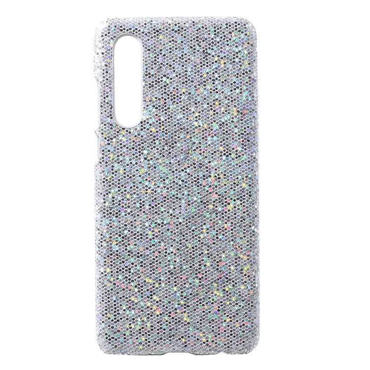 PU Leather Coated Hard PC Protector Mobile Phone Case for Huawei P30 - Silver Glitter Sequins-1