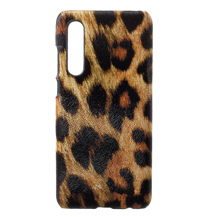 PU Leather Coated Hard PC Protector Mobile Phone Cover for Huawei P30 - Leopard Texture-1