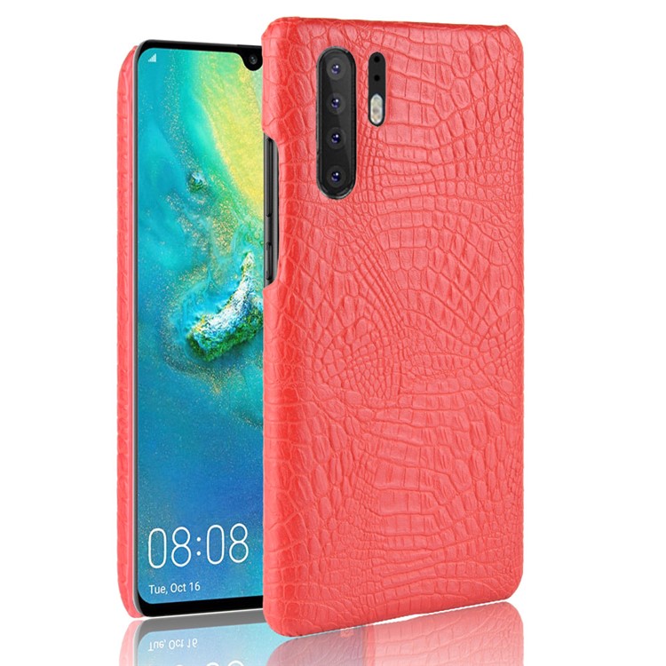 Crocodile Texture PU Leather Coated PC Phone Cover for Huawei P30 Pro - Red-1