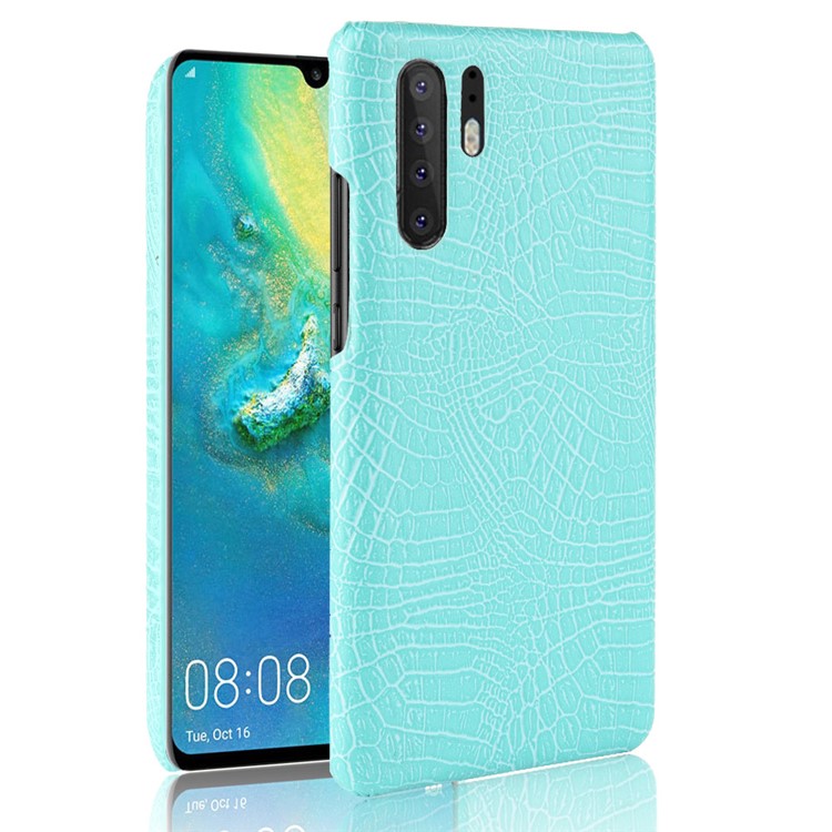 Crocodile Texture PU Leather Coated PC Phone Shell for Huawei P30 Pro - Cyan-1
