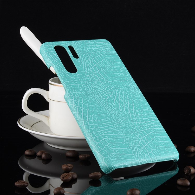Crocodile Texture PU Leather Coated PC Phone Shell for Huawei P30 Pro - Cyan-2