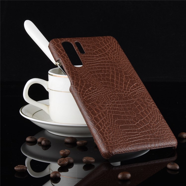 Crocodile Texture PU Leather Coated Plastic Phone Case for Huawei P30 Pro - Brown-2