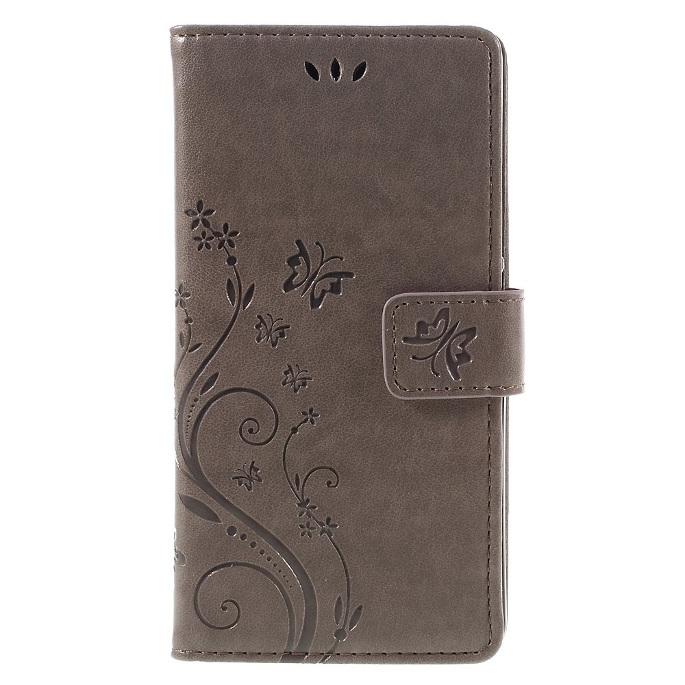 Butterfly Wallet Stand Leather Cover for Huawei P9 Lite - Grey-3