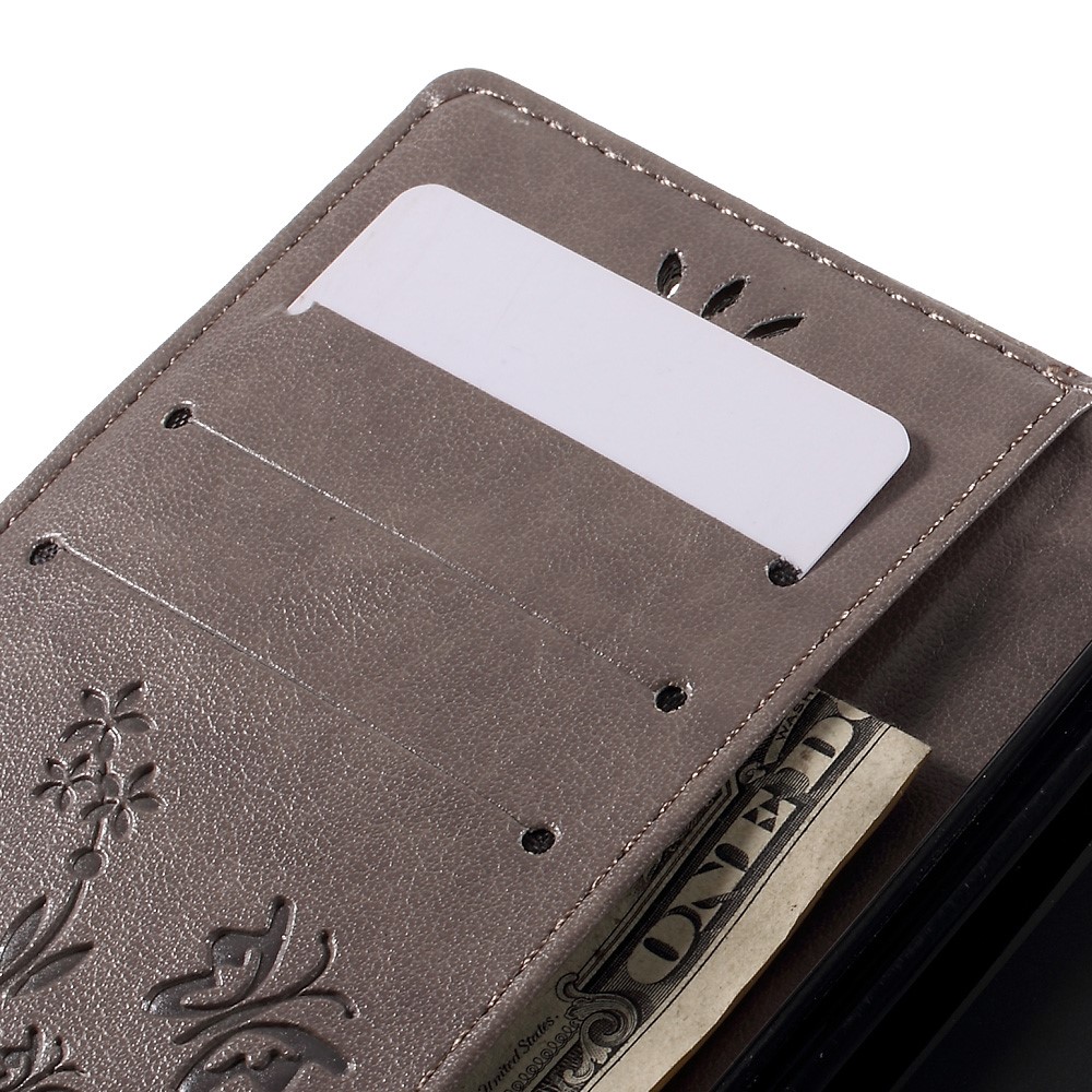 Butterfly Wallet Stand Leather Cover for Huawei P9 Lite - Grey-7