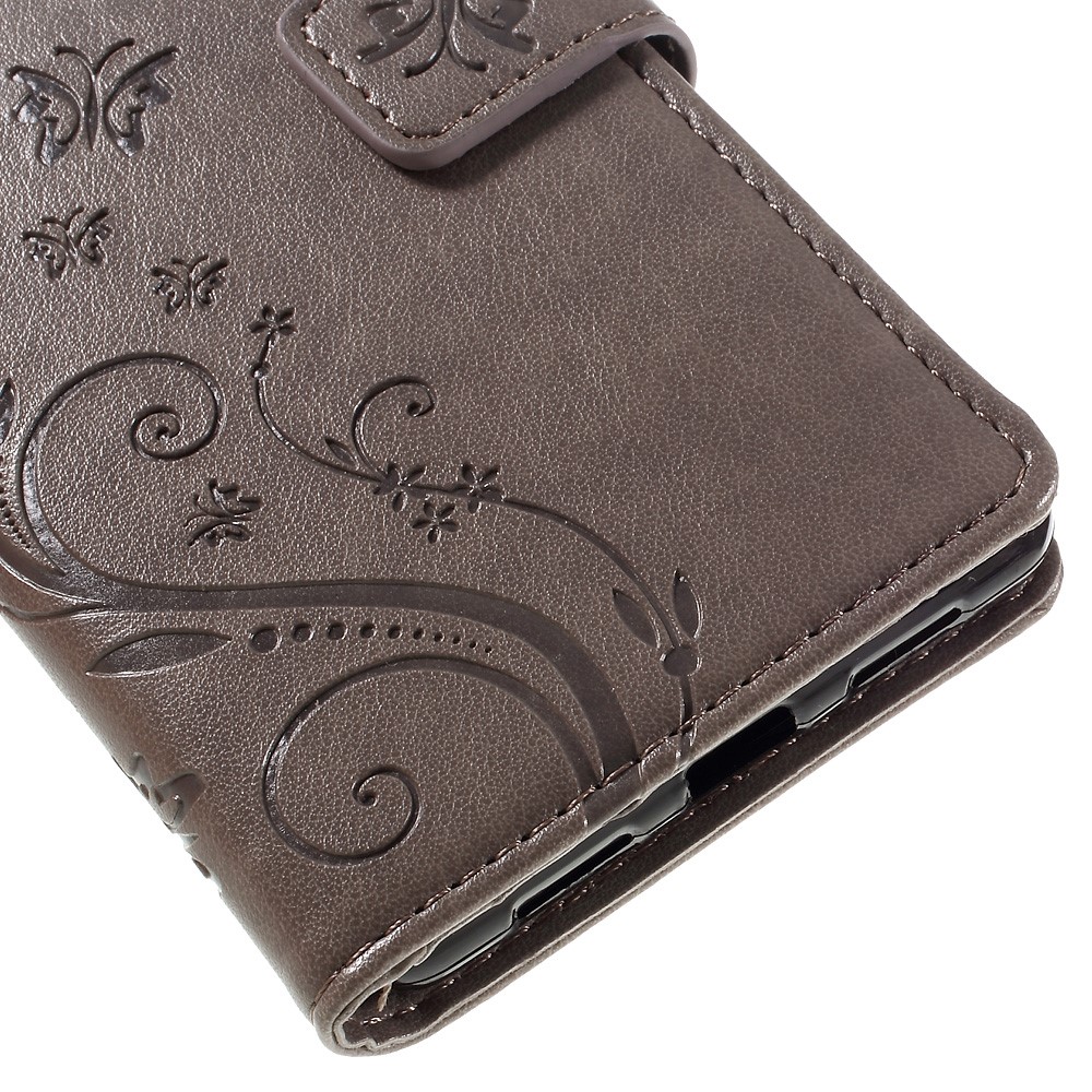 Butterfly Wallet Stand Leather Cover for Huawei P9 Lite - Grey-8