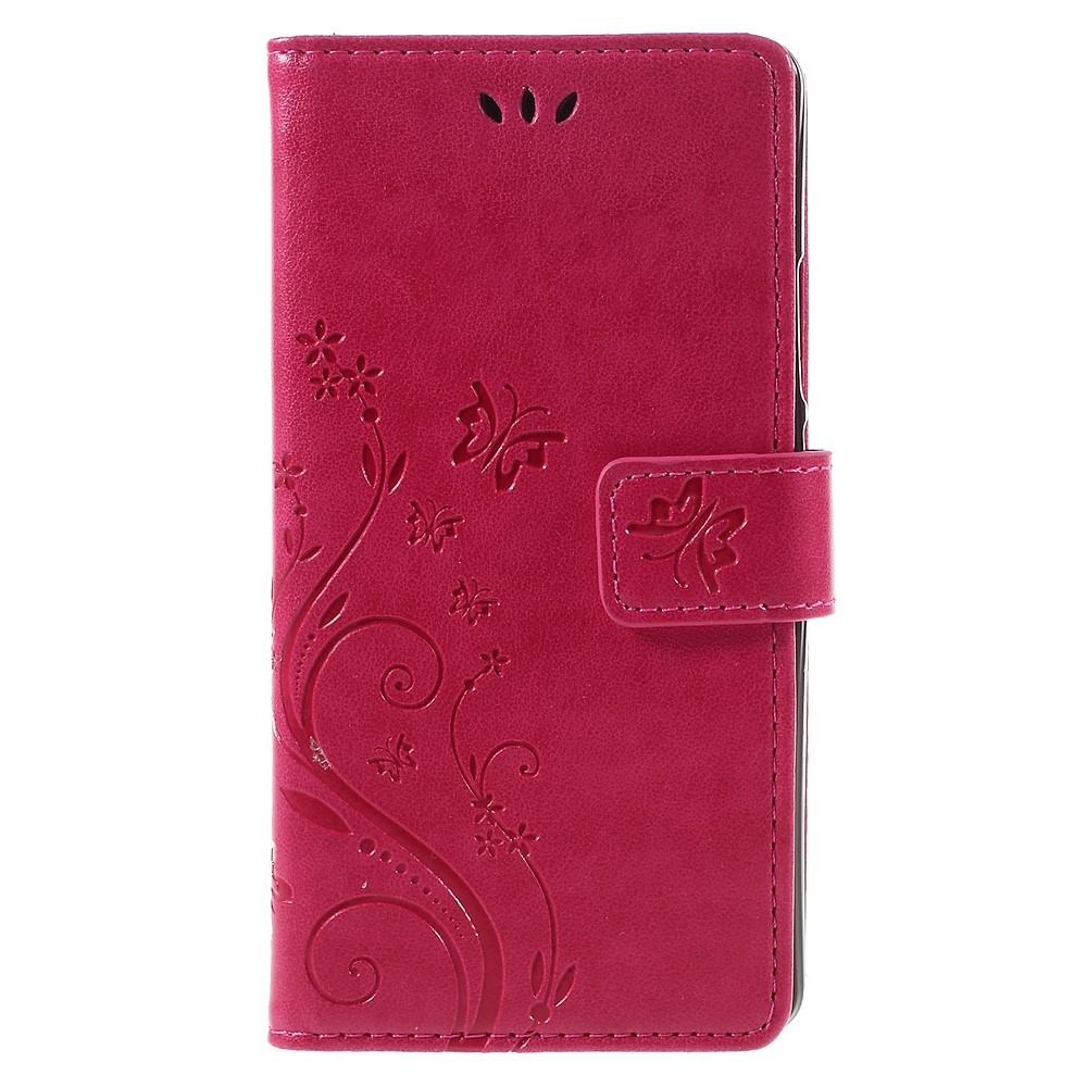 Butterfly Wallet Stand Leather Shell for Huawei P9 Lite - Rose-3