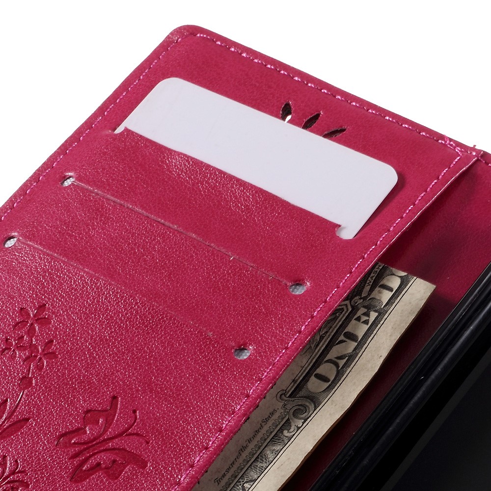 Butterfly Wallet Stand Leather Shell for Huawei P9 Lite - Rose-7