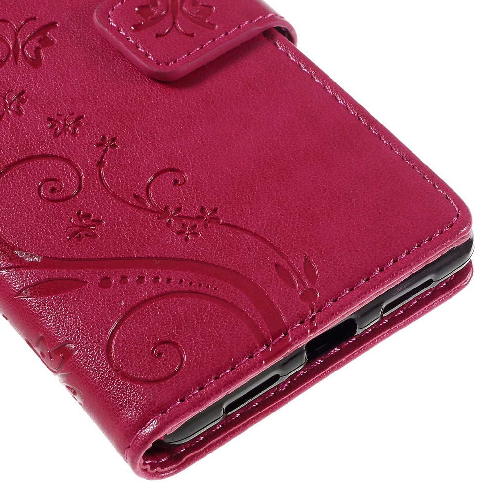 Butterfly Wallet Stand Leather Shell for Huawei P9 Lite - Rose-8