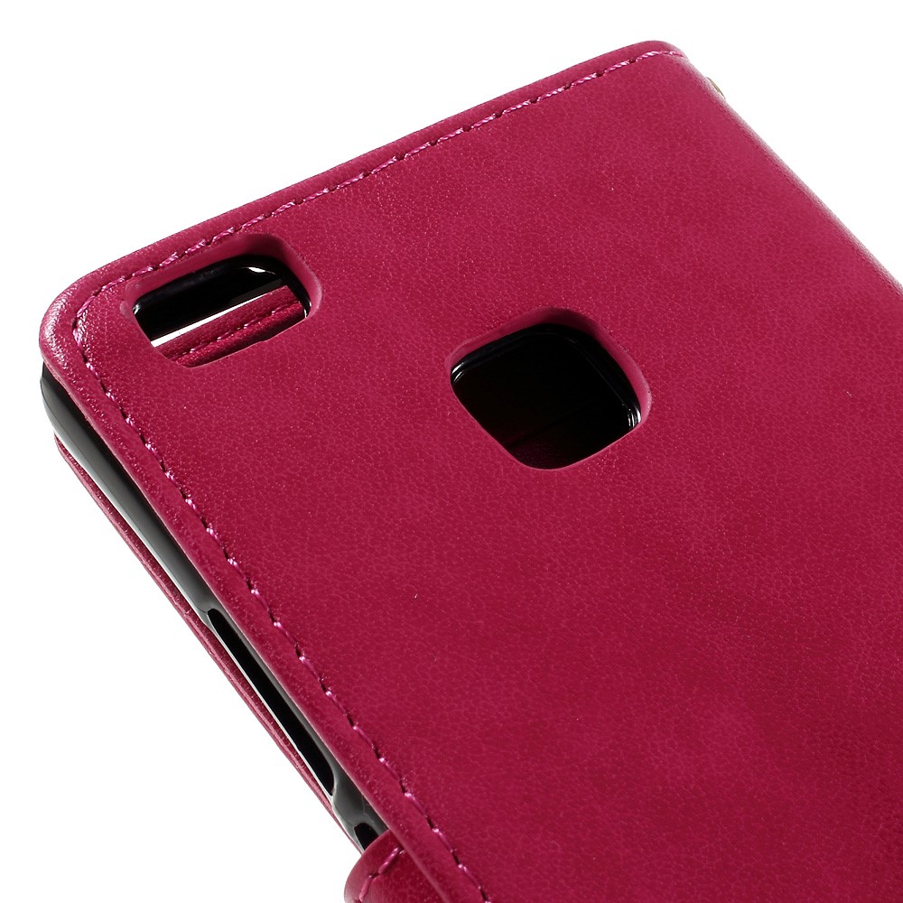 Butterfly Wallet Stand Leather Shell for Huawei P9 Lite - Rose-9