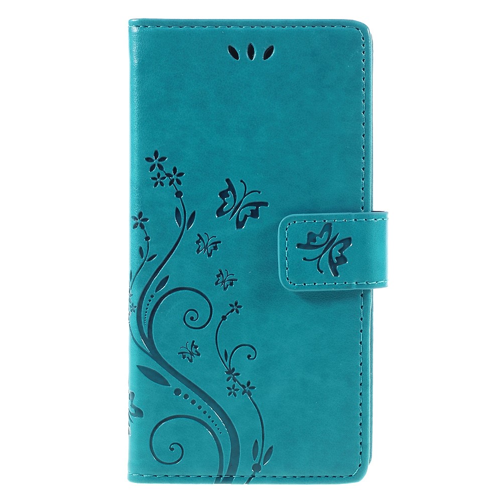 Porte-cartes Papillon Étui en Cuir PU Pour Huawei P9 Lite - Bleu-3