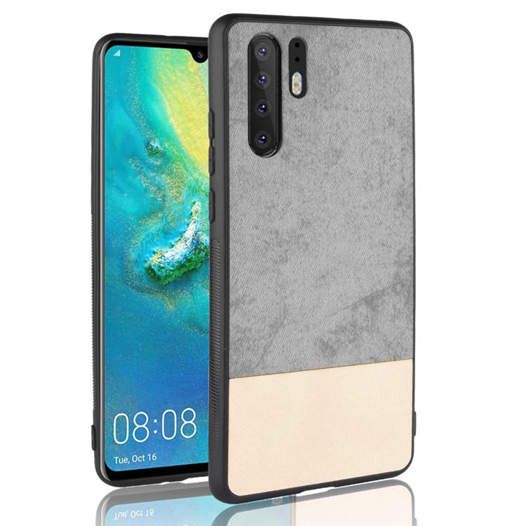 Bi-color Splicing PU Leather Coated PC + TPU Hybrid Case for Huawei P30 Pro - Grey-1