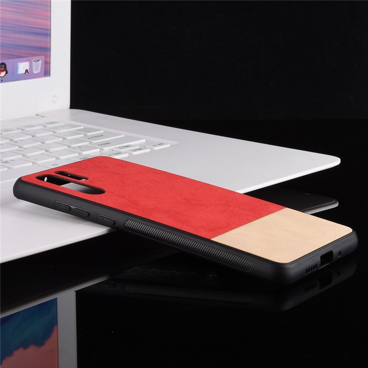 Bi-color Splicing PU Leather Coated PC + TPU Hybrid Cover for Huawei P30 Pro - Red-4