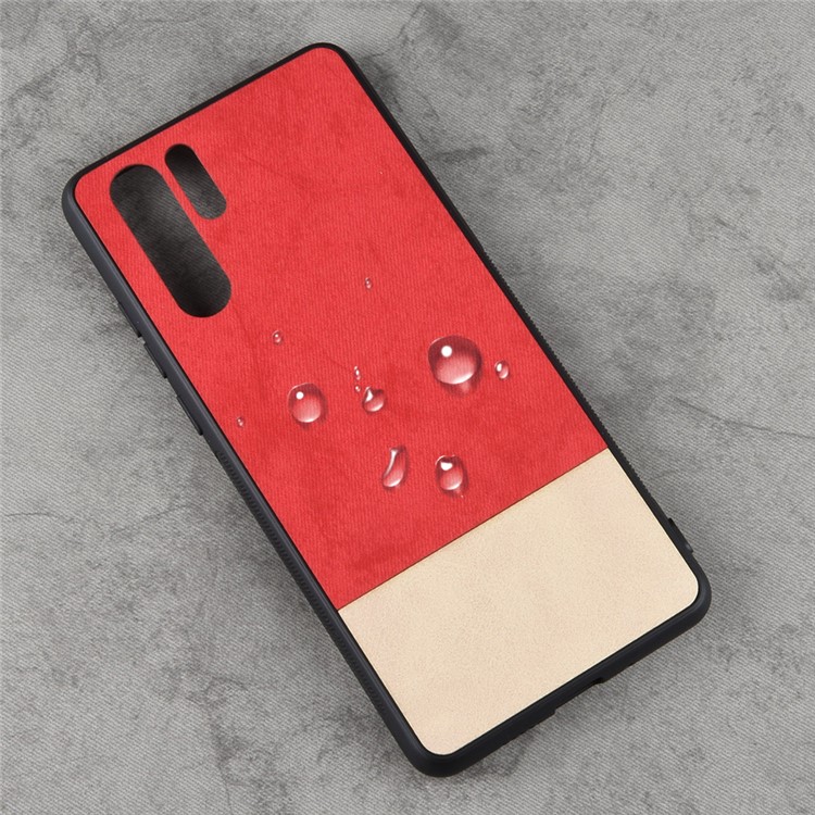 Bi-color Splicing PU Leather Coated PC + TPU Hybrid Cover for Huawei P30 Pro - Red-5
