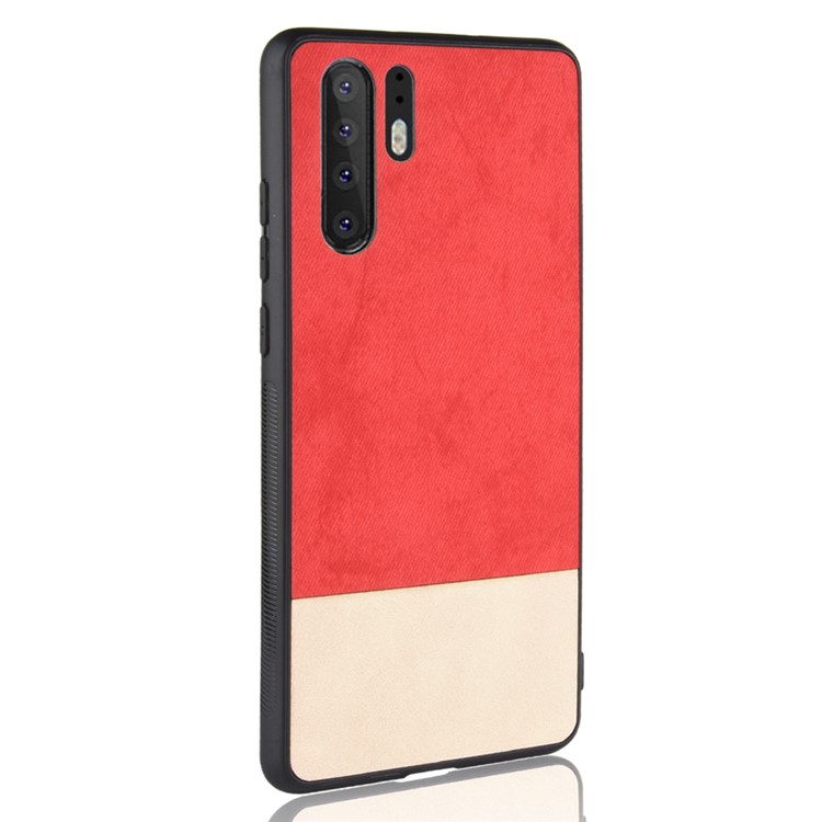 Bi-color Splicing PU Leather Coated PC + TPU Hybrid Cover for Huawei P30 Pro - Red-7